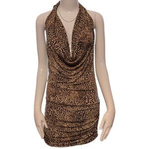 Body Central  Leopard Backless Dress Size  L